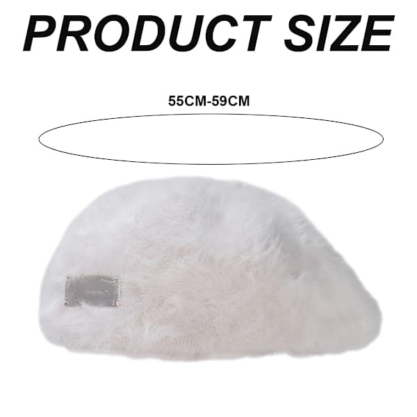 Dames Beret Hat Angora Kaninuld Hat Beanie Klassisk Ensfarvet Efterår Vinter Hatte Beret Hat til Kvinder Gril Vinter Hatte Plain white