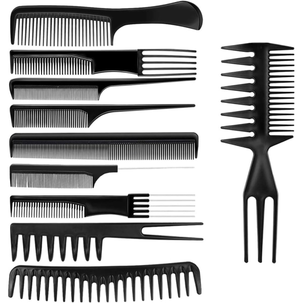 10pcs hair comb set  comb anti-static hair cutting comb fine hair styling comb smoothing comb rat tail comb for long wet thick curly hair men women