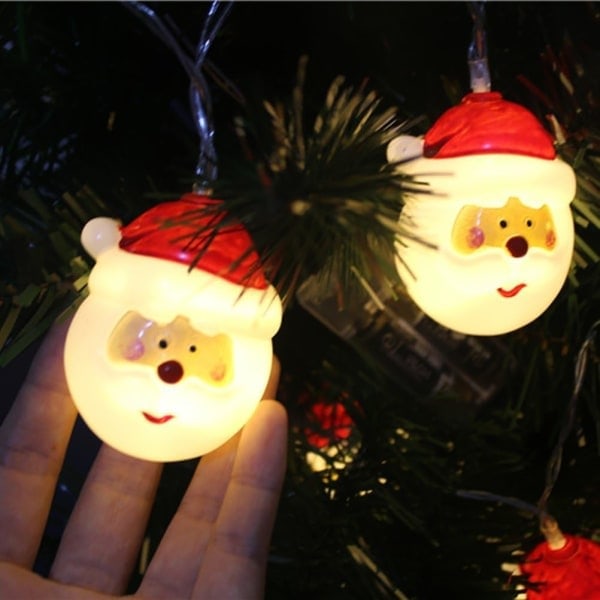 (2,6 tommer julemandshoved) Julelys Julemandshoved Lysstreng Batteridrevet Julemandslygter til Julepynt