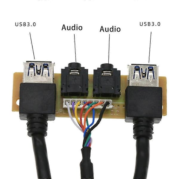 60cm Frontpanel USB3.0+USB3.0+HD Audio Jack Porter I/O Board+Intern Ledning USB Ramme DIY