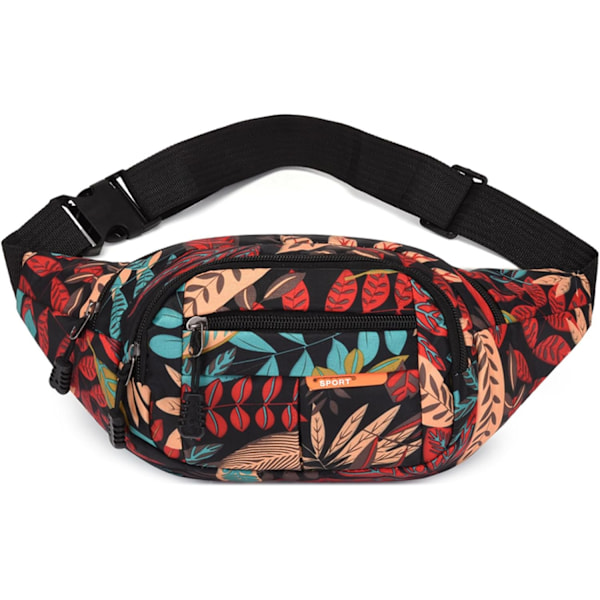 Midjeväsk Fanny Pack Bumbag för Dam Herr Unisex Röd Midjeväska med 4 Ficka med Blixtlås Justerbart Bälte Vattentät Bumbag