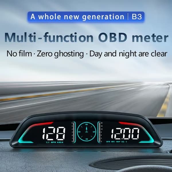 Bil Head-Up Display Modell B3 - Hastighetsmätare - OBD2 - Vattentemperaturlarm