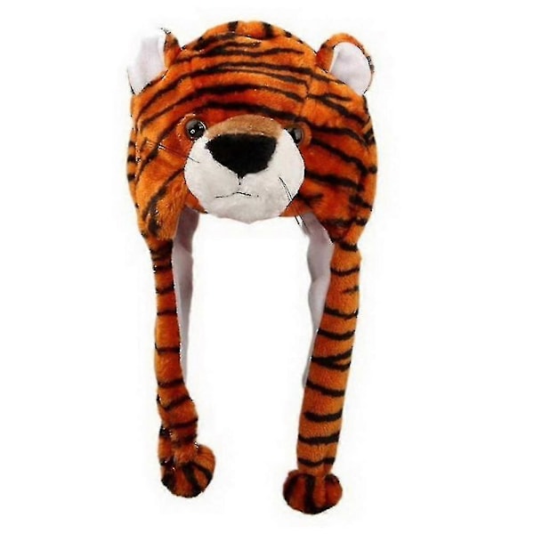 Plushdjurhuvor i en storlek, keps i polyester med fleecefoder tiger