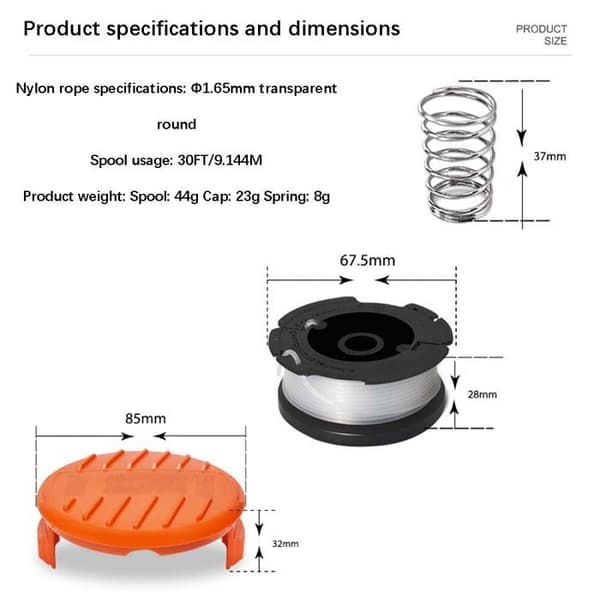 BLACK+DECKER AF-100-3ZP erstatningsspole for gressklipper, spole, sett 6+2+2