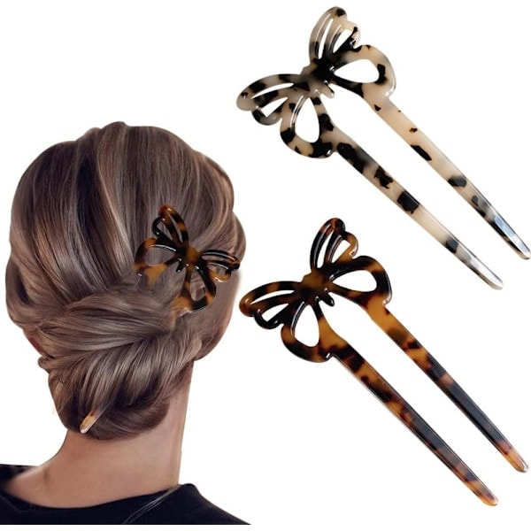 Hårnåle gafler 2 stk sommerfuglformede U-formede hårnåle hårnåle hårgaffel retro elegant gaffelsæt chignon hårnål til kvinder