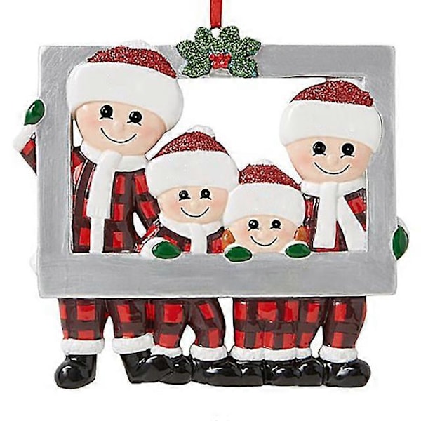 Juletræstog i Træ - Glædelig Jul Dekorationer Træhåndværk 2023 Jul Navidad Noel Gave Godt Nytår 2024 a family of four