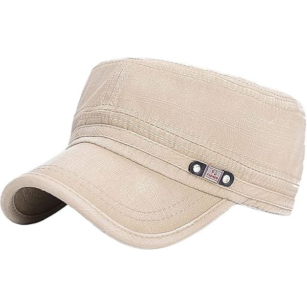 Unisex Cadet Armeijan Lippis Säädettävä Litteä Huippu Lippis Pesty Puuvilla Sotilas Hattu Baseball Lippis Beige
