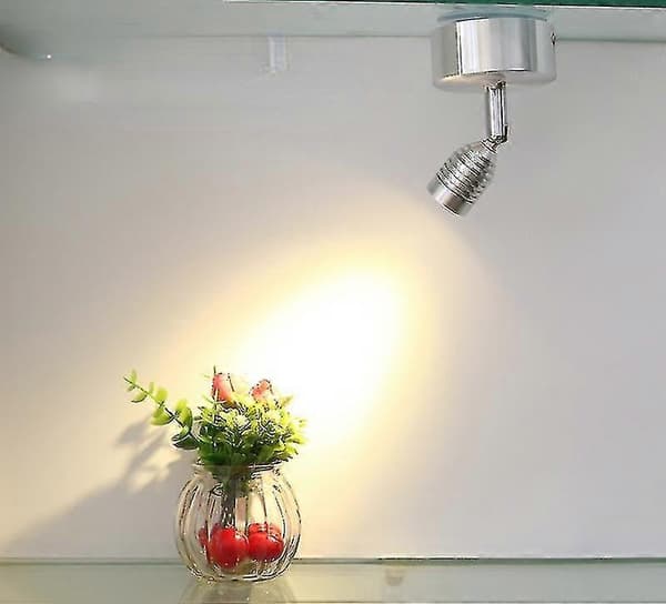 LED-kohdevalaisin kaappivalolle 3W LED-paristokäyttöinen lamppu kohdevalaisin silver White light