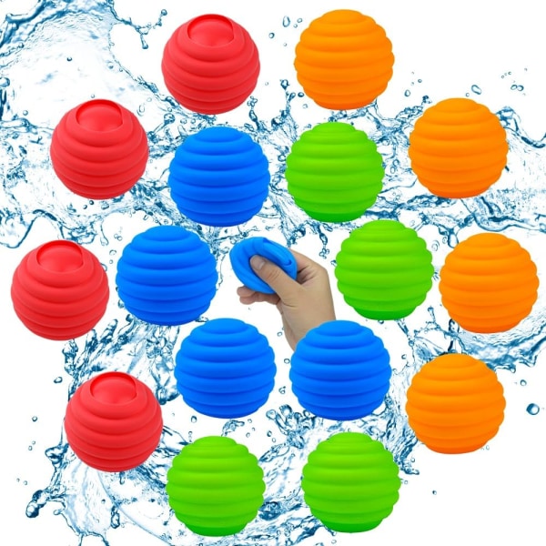 16 Pieces Reusable Water Balloons for Kids Adults, Self-Sealing Silicone Water Balls with Mesh Bag Refillable for Summer Pool