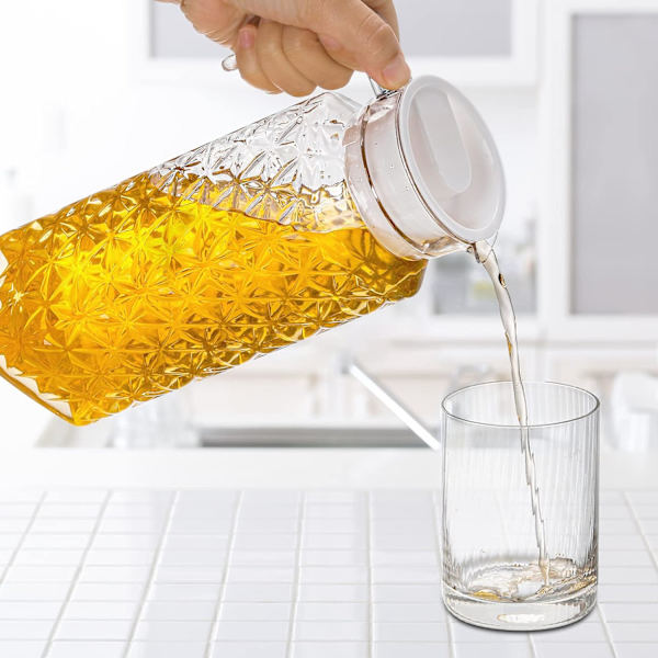 2 Pak Acrylic Kander med Låg, 1,1L / 37oz Klar Plastikkande, Transparent Saftkande Vandkande, BPA-fri og Skårsikker