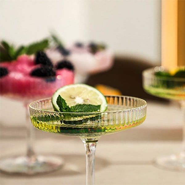 1 kpl 180 ml uurrettu Martinilasi, 4 kappaleen setti, Vintage Coupe -lasi, Kristallinen cocktail-lasi jalalla, Kirkas viinilasi Orange