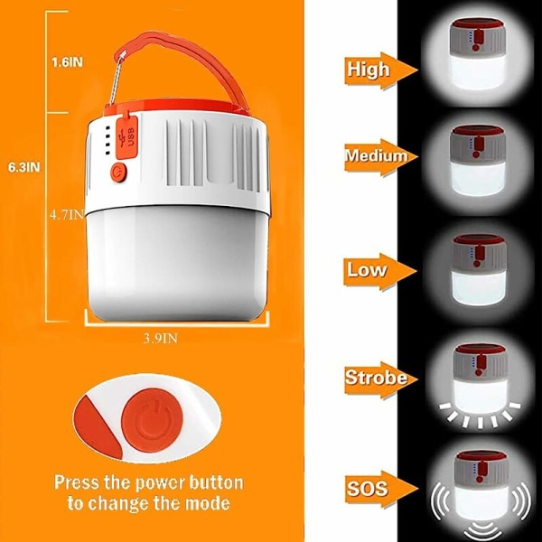 USB-ladattava Lyhty - Kannettava LED-Aurinkopaneeli Leirintälyhty Turvallisuus Taskulamppu Vedenkestävä Etsimisvalo Vaellukselle, Kalastukseen, Virrankatkoksiin (Valkoinen)