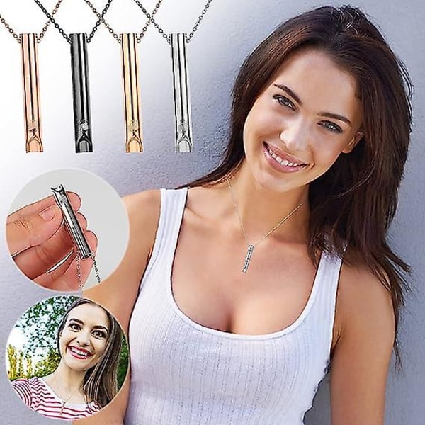 2 st Andningshalsband, Ångest Halsband För Kvinnor, Stressavlastande Mindfulness Andningshalsband Rostfritt För Meditation Avkoppling Black rose gold