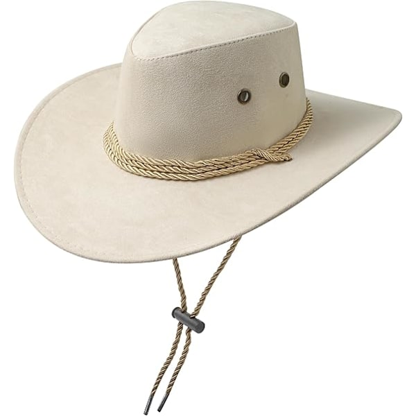 Cowboyhatt Western Solhatt Faux Skinn Suede Fancy Dress Party Kostyme Antrekk Reise Utendørs Solbeskyttelse Menn Kvinner Off-white