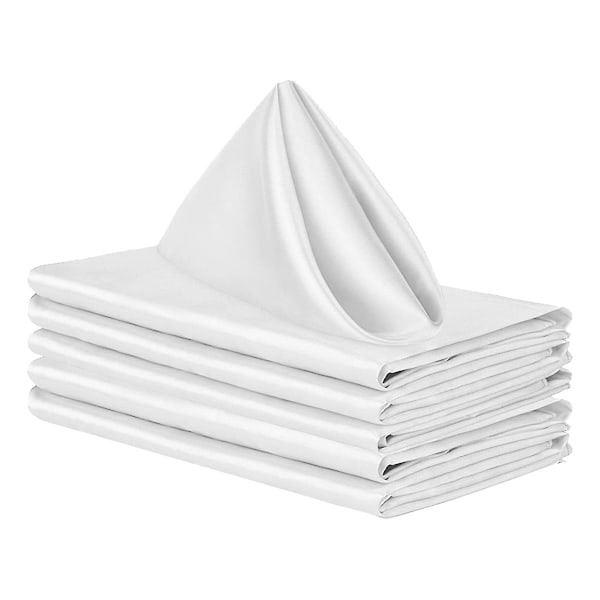Set med 6 tygservetter, 43*43cm, tvättbara middagsservetter för restaurang, bröllop och helg, återanvändbara servetter White