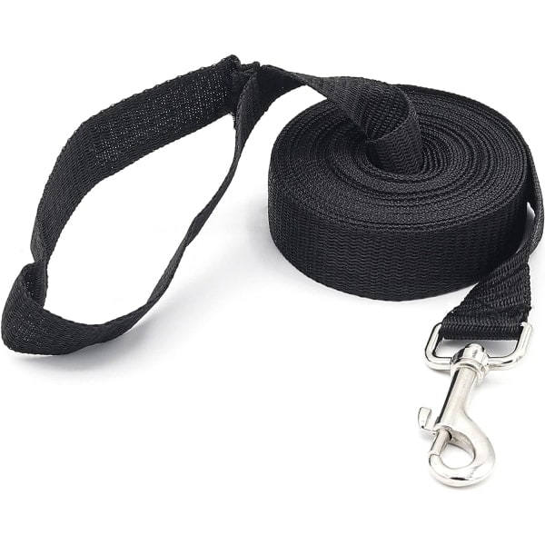Ekstra Lang Hundetreningsline, 5m Nylonline for Store, Mellomstore og Små Hunder - Perfekt for Innkallingstrening, Lydighet, Løping, Camping Black