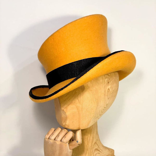 Asymmetrisk Topphatt Ullhatt Dame Herre Unisex Hatt Steam Punk Hatt Topphatt Mote Bånd Dekorativ Hatt Dekk Hode For Menn-yu Yellow One Size