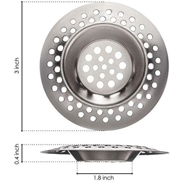 2-pack rostfritt stål diskhossil, badrum/kök standard sil dräneringsskydd, badkar/dusch hårfångst 3 tum 7,0 cm 7.0cm-70孔