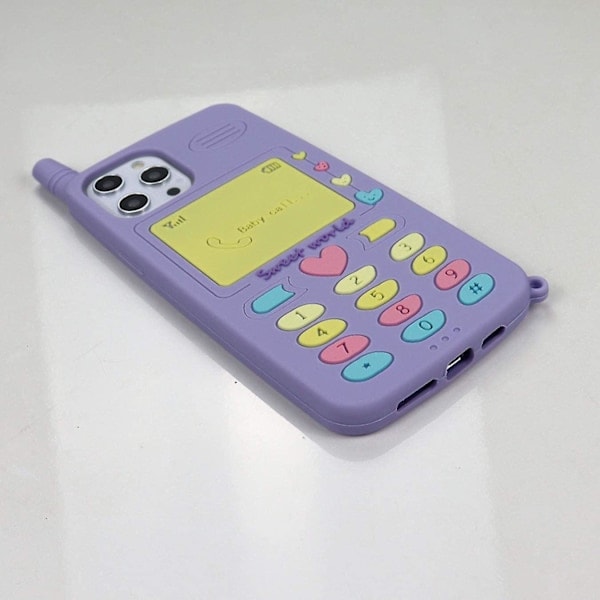 Katea Deksel for iPhone 12 Pro Max, 3D Tegneserie Søt Retro Hjerte Klassisk Mobiltelefonformet Deksel, Barn Kvinner Jenter Myk Silikongummi Beskyttelsesdeksel