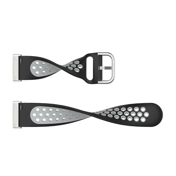 Mjukt silikonurband med färgad ersättningsrem med vitt svart metallspänne för Fitbit Versa3 / Fitbit Sense klockreparation delar vitt svart
