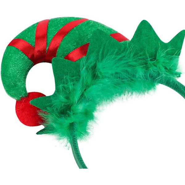 2 st jultomtehatt pannband spetsig hatt hårbåge med fjäder rosett söt julhatt hårband jul utklädningsfest hatt huvudbonad Green