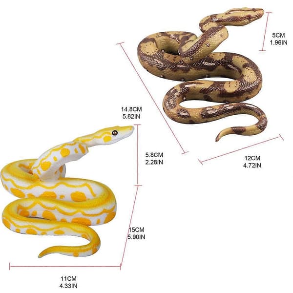 Simuleringsdyremodel Plastik Fake Slange til Dukke Halloween Fest Skræmmende Prank Slange Legetøj Stor Python Slange Model Golden python