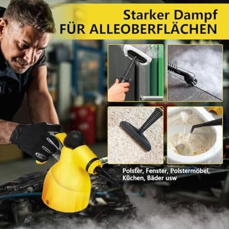 1000W bærbar damprenser med 9 pletfjernende tilbehør, fjerner fedt, bilsæder, vinduer og meget mere, sofapletfjerner,
