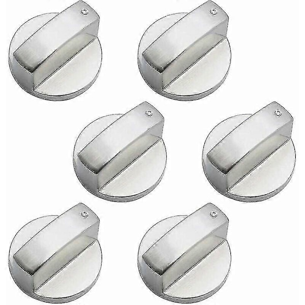 6 Stykker Universelle Metall Kontrollknapper Gasskomfyrknapp 6mm Universelle Kontrollknapper Komfyrknapp for Gasskomfyr Komfyr Ovn Platetopp