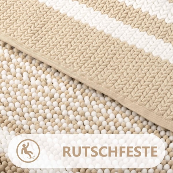 Kylpyhuoneen Matto, Ylimääräisen Pehmeä ja Imuva, Nukkainen Raidallinen Chenille, Liukumaton Karvainen Kylpyhuoneen Lattiamatto, Konepesu (40 x 60 cm) Khaki