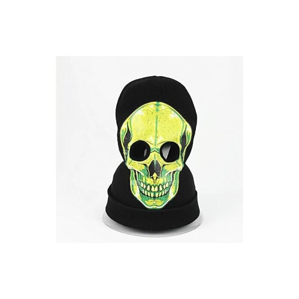 Halloween-spökmaske, skräck, skallar, skelett, stickad huvudbonad, spökmaske, cosplay, skämt, ullhatt (B)