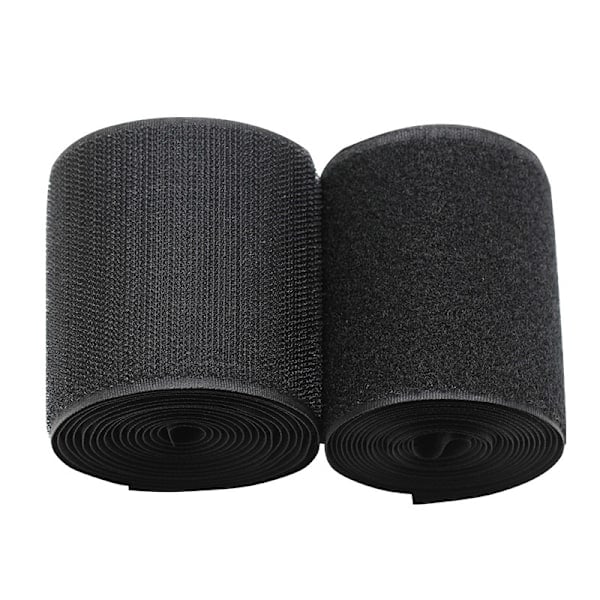 Extra brett kardborreband (10 cm x 2 m), för att sy ränder på tyg, non-stick svart nylon för kabelhantering, sömnad, DIY hem och kontor