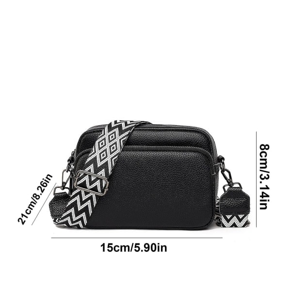 Crossbody-laukku naisille, pieni nahkainen olkalaukku vetoketjulla black