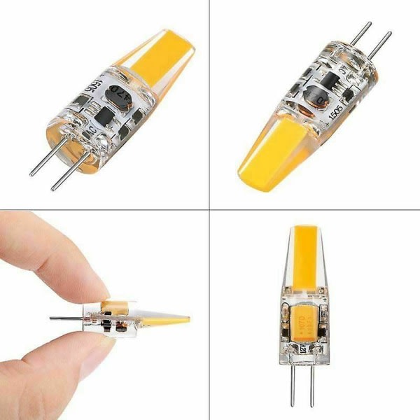 10 stk G4 LED-pærer 6W Pærer Varmt Hvit Dimmbare COB Pin Base AC/DC 12V