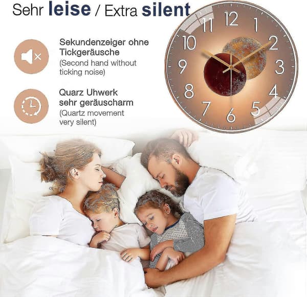 30 cm Tyst Modern Design Väggklocka - Roséguld
