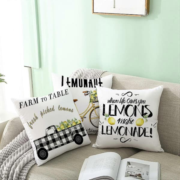 Lemon Fall Prydnadskuddar Gul Citron Tryck Kudde Mjuk Modern Bondgård för Sovrum Soffa Vardagsrum 45 x 45 cm Citron 26