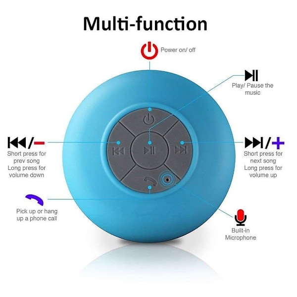 Njut av musik i duschen med vattentät trådlös Bluetooth-högtalare - Duschradio med sugkopp
