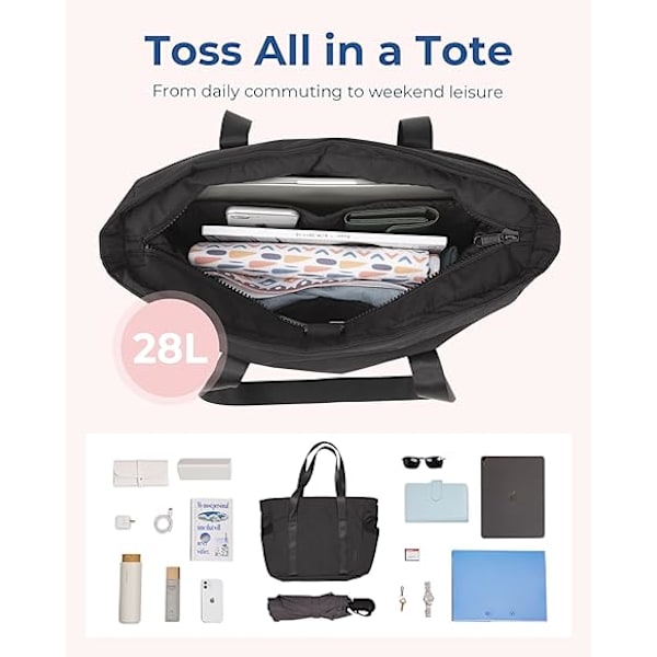 Toteväskor för kvinnor, Handväskor & Axelväska med Yogamatta Spänne för Resa, Strand, Gym, Arbete, Skola Black