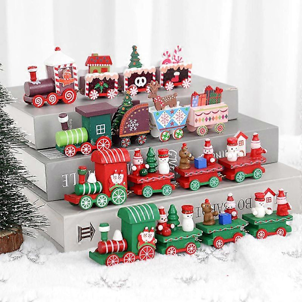 Jule-togpynt i tre God Jul Dekorasjon til hjemmet 2023 Julegaver til barn Noel Natal Navidad Nyttår 2024 Style9