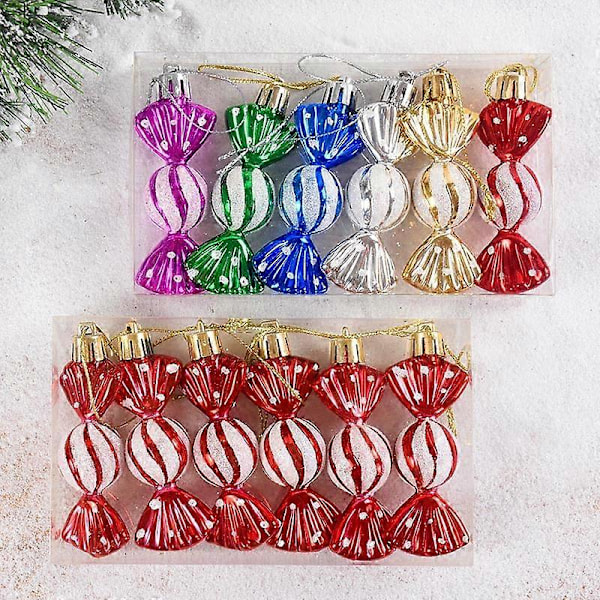 6 st Julgransdekorationer Godis Käppar Röda Godiskäppar Julgran Hängande Dekoration För Hemmet Nyårsgåvor Navidad Noel Ornament B03