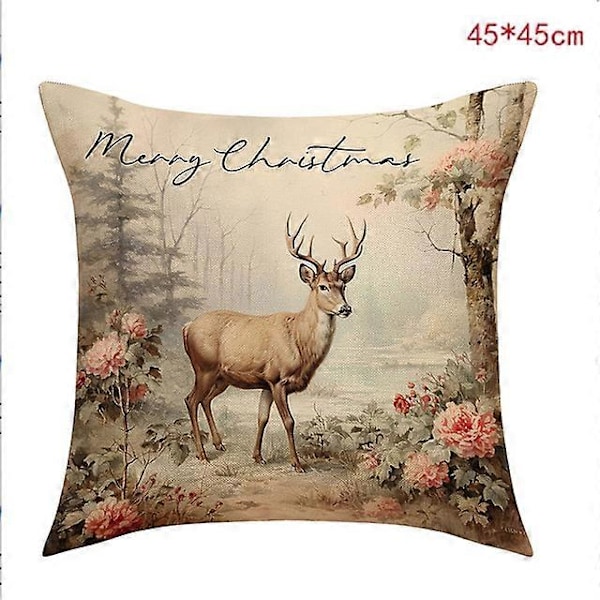 45 cm Jul Kuddfodral Jultomte Snögubbe Julgran Kuddfodral God Jul Dekor För Hemmet 2024 Noel Dekor A