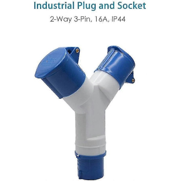 2-stikkontakt Adapter 3-polet Stikdækssel 16a 220v Industriel Ip44 - Multi-stik Campingvogne/autocampere/både, Byggeplads, Stikkontakt Industriel Strøm