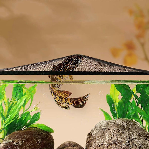 Akvarielåg med Magnetisk Anti-Hoppe Net - DIY Klar Beskyttende Net 30x20cm