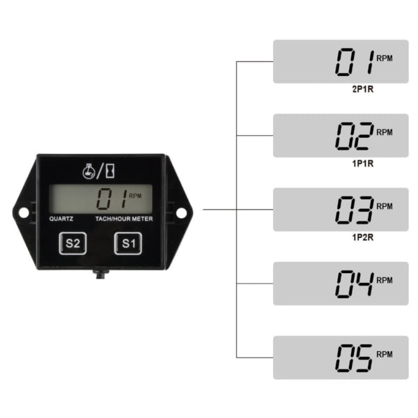 Motorcykel 2/4-takts motor omdrejningstæller timetæller måler LCD display vandtæt bil motor båd motorcykel digital omdrejningstæller