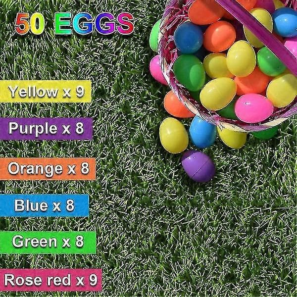 50 Stykker Plast Påskeegg, 2 3/8\" (6cm) Fyllbare Påskeegg, Plast Egg for Eggjakt