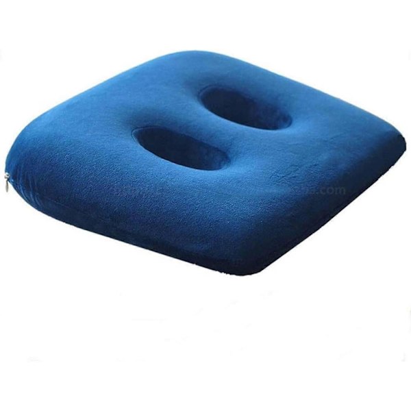 Termosker Iskias Tuberositas Siddepude med To Huller til Siddeknogler - Memory Foam Siddende Knogleaflastningspude til Numse, Lænd, Hofter (Farve: Bl