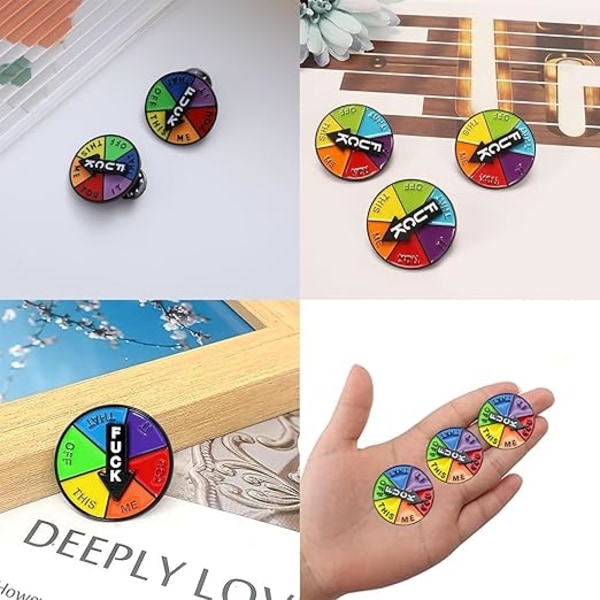 4 Färgglada Skivspelare Pin Badge Roterande Emalj Broscher Lyckohjul Badge Söt Emalj Pins Badge Rolig Emalj Badge Badge Jacka Badge Väskor Brosch