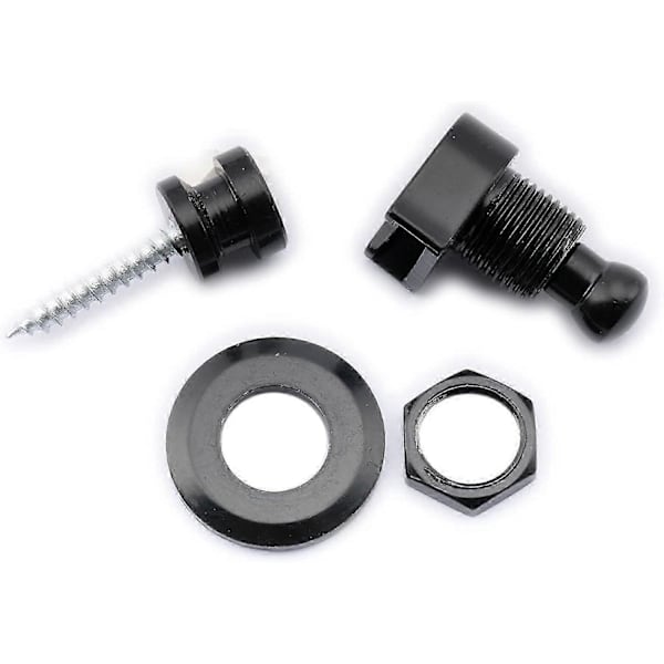 Gitarrbandslås i metall Gitarrbands-knappar Bandlås Säkerhetslås Bandstift för akustisk klassisk elgitarrbas, svart (2-pack)