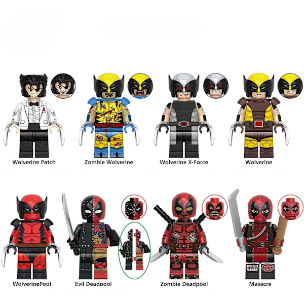 Deadpool & Wolverine Minifigur fra Doll 8 stk A