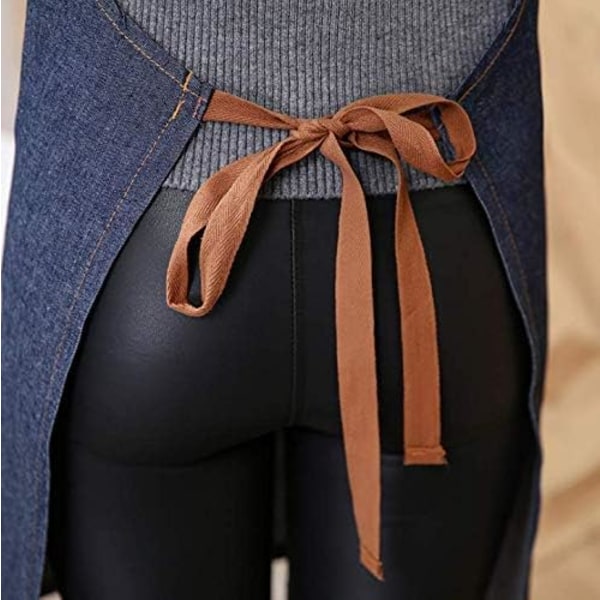 Unisex Denim-esiliinat taskuilla - Säädettävä denim-esiliina 3 taskulla naisille ja miehille keittiöön, ruoanlaittoon, puutarhaan ja ravintolaan