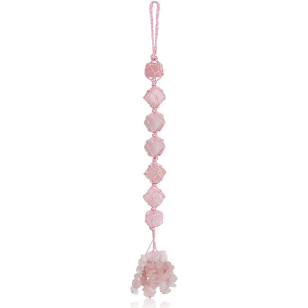 Krystal Hængende Healing Krystaller Ædelstene Dekoration Tumbled Stene Bil Bakspejl Væghængende Krystaller Reiki Krystal Gaver Rose Quartz
